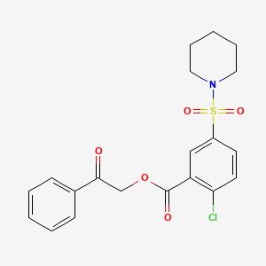 molecular formula C20H20ClNO5S B3575518 Phenacyl 2-chloro-5-piperidin-1-ylsulfonylbenzoate 