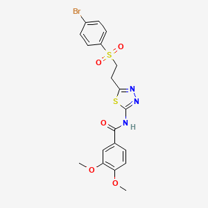 molecular formula C19H18BrN3O5S2 B3575540 N-[5-[2-(4-bromophenyl)sulfonylethyl]-1,3,4-thiadiazol-2-yl]-3,4-dimethoxybenzamide 