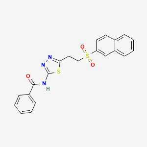 molecular formula C21H17N3O3S2 B3575544 N-[5-(2-naphthalen-2-ylsulfonylethyl)-1,3,4-thiadiazol-2-yl]benzamide 
