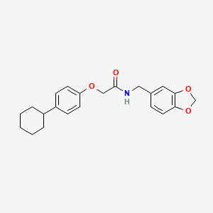 molecular formula C22H25NO4 B3575614 N-[(2H-1,3-BENZODIOXOL-5-YL)METHYL]-2-(4-CYCLOHEXYLPHENOXY)ACETAMIDE 