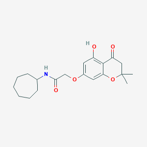 molecular formula C20H27NO5 B357565 N-cycloheptyl-2-[(5-hydroxy-2,2-dimethyl-4-oxo-3H-chromen-7-yl)oxy]acetamide CAS No. 1003534-10-8