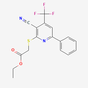 molecular formula C17H13F3N2O2S B3575679 ethyl {[3-cyano-6-phenyl-4-(trifluoromethyl)-2-pyridinyl]thio}acetate 