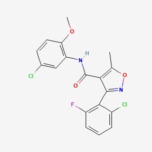 molecular formula C18H13Cl2FN2O3 B3575739 N-(5-CHLORO-2-METHOXYPHENYL)-3-(2-CHLORO-6-FLUOROPHENYL)-5-METHYL-1,2-OXAZOLE-4-CARBOXAMIDE 