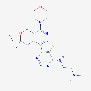 molecular formula C23H32N6O2S B357586 N-(4-Ethyl-4-methyl-8-morpholin-4-yl-5-oxa-11-thia-9,14,16-triazatetracyclo[8.7.0.02,7.012,17]heptadeca-1(10),2(7),8,12(17),13,15-hexaen-13-yl)-N',N'-dimethylethane-1,2-diamine CAS No. 578754-42-4
