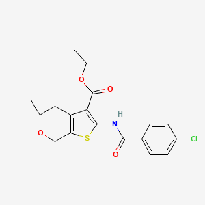 molecular formula C19H20ClNO4S B3575904 ETHYL 2-(4-CHLOROBENZAMIDO)-5,5-DIMETHYL-4H,5H,7H-THIENO[2,3-C]PYRAN-3-CARBOXYLATE 