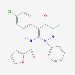 molecular formula C22H16ClN3O3 B357592 N-[4-(4-chlorophenyl)-6-methyl-5-oxo-2-phenyl-2,5-dihydropyridazin-3-yl]furan-2-carboxamide CAS No. 896079-54-2
