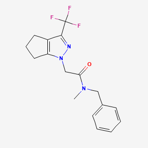 molecular formula C17H18F3N3O B3575921 N-Benzyl-N-methyl-2-(3-trifluoromethyl-5,6-dihydro-4H-cyclopentapyrazol-1-yl)-acetamide 