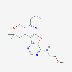 molecular formula C21H28N4O3 B357605 N-(2-Methoxyethyl)-4,4-dimethyl-8-(2-methylpropyl)-5,11-dioxa-9,14,16-triazatetracyclo[8.7.0.02,7.012,17]heptadeca-1(10),2(7),8,12(17),13,15-hexaen-13-amine CAS No. 896077-74-0
