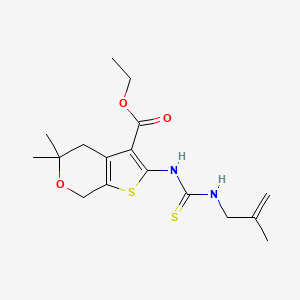 molecular formula C17H24N2O3S2 B3576083 ETHYL 5,5-DIMETHYL-2-{[(2-METHYLPROP-2-EN-1-YL)CARBAMOTHIOYL]AMINO}-4H,5H,7H-THIENO[2,3-C]PYRAN-3-CARBOXYLATE CAS No. 314042-02-9
