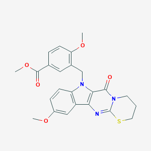 molecular formula C24H23N3O5S B357615 methyl 4-methoxy-3-[(13-methoxy-2-oxo-7-thia-3,9,17-triazatetracyclo[8.7.0.03,8.011,16]heptadeca-1(10),8,11(16),12,14-pentaen-17-yl)methyl]benzoate CAS No. 904007-50-7