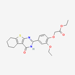 molecular formula C22H24N2O5S B3576174 ethyl [2-ethoxy-4-(4-oxo-3,4,5,6,7,8-hexahydro[1]benzothieno[2,3-d]pyrimidin-2-yl)phenoxy]acetate 