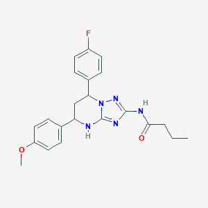 molecular formula C22H24FN5O2 B357618 N-[7-(4-Fluorophenyl)-5-(4-methoxyphenyl)-4,5,6,7-tetrahydro-[1,2,4]triazolo[1,5-a]pyrimidin-2-yl]butanamide CAS No. 843637-38-7