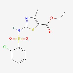 molecular formula C13H13ClN2O4S2 B3576373 ethyl 2-{[(2-chlorophenyl)sulfonyl]amino}-4-methyl-1,3-thiazole-5-carboxylate 