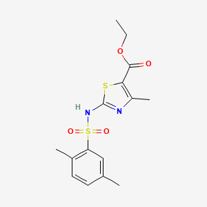 molecular formula C15H18N2O4S2 B3576380 ethyl 2-{[(2,5-dimethylphenyl)sulfonyl]amino}-4-methyl-1,3-thiazole-5-carboxylate 