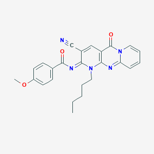 molecular formula C25H23N5O3 B357652 N-(5-Cyano-2-oxo-7-pentyl-1,7,9-triazatricyclo[8.4.0.03,8]tetradeca-3(8),4,9,11,13-pentaen-6-ylidene)-4-methoxybenzamide CAS No. 844456-53-7
