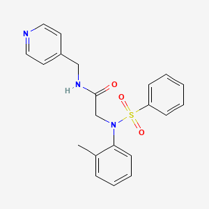 molecular formula C21H21N3O3S B3576538 N~2~-(2-methylphenyl)-N~2~-(phenylsulfonyl)-N~1~-(4-pyridinylmethyl)glycinamide 