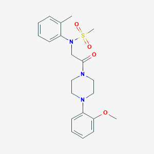 molecular formula C21H27N3O4S B3576555 N-{2-[4-(2-methoxyphenyl)piperazin-1-yl]-2-oxoethyl}-N-(2-methylphenyl)methanesulfonamide 