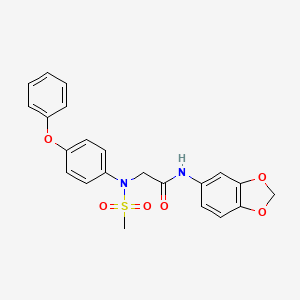 molecular formula C22H20N2O6S B3576640 N-(1,3-benzodioxol-5-yl)-2-(N-methylsulfonyl-4-phenoxyanilino)acetamide 