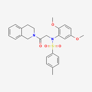 molecular formula C26H28N2O5S B3576669 N-(2,5-DIMETHOXYPHENYL)-4-METHYL-N-[2-OXO-2-(1,2,3,4-TETRAHYDROISOQUINOLIN-2-YL)ETHYL]BENZENE-1-SULFONAMIDE 