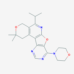molecular formula C21H26N4O3 B357667 4,4-dimethyl-13-morpholin-4-yl-8-propan-2-yl-5,11-dioxa-9,14,16-triazatetracyclo[8.7.0.02,7.012,17]heptadeca-1(10),2(7),8,12(17),13,15-hexaene CAS No. 899397-43-4