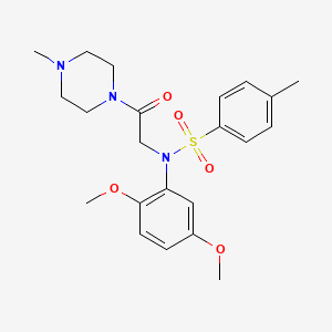 molecular formula C22H29N3O5S B3576676 N-(2,5-dimethoxyphenyl)-4-methyl-N-[2-(4-methyl-1-piperazinyl)-2-oxoethyl]benzenesulfonamide 