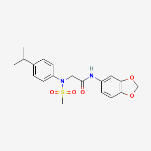 molecular formula C19H22N2O5S B3576685 N-(1,3-benzodioxol-5-yl)-2-(N-methylsulfonyl-4-propan-2-ylanilino)acetamide 