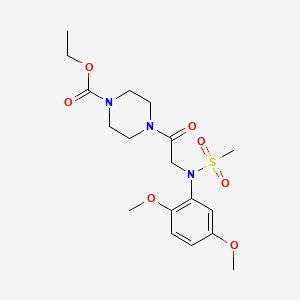 molecular formula C18H27N3O7S B3576688 ethyl 4-[N-(2,5-dimethoxyphenyl)-N-(methylsulfonyl)glycyl]-1-piperazinecarboxylate 