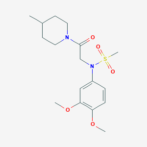 molecular formula C17H26N2O5S B3576724 N-(3,4-dimethoxyphenyl)-N-[2-(4-methyl-1-piperidinyl)-2-oxoethyl]methanesulfonamide 