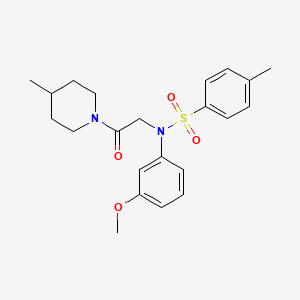 molecular formula C22H28N2O4S B3576728 N-(3-methoxyphenyl)-4-methyl-N-[2-(4-methylpiperidin-1-yl)-2-oxoethyl]benzenesulfonamide 