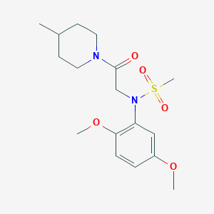 molecular formula C17H26N2O5S B3576750 N-(2,5-dimethoxyphenyl)-N-[2-(4-methylpiperidin-1-yl)-2-oxoethyl]methanesulfonamide 