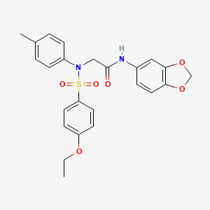 molecular formula C24H24N2O6S B3576790 N-(2H-1,3-BENZODIOXOL-5-YL)-2-[N-(4-METHYLPHENYL)4-ETHOXYBENZENESULFONAMIDO]ACETAMIDE 