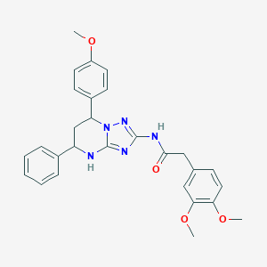 molecular formula C28H29N5O4 B357680 2-(3,4-dimethoxyphenyl)-N-[7-(4-methoxyphenyl)-5-phenyl-4,5,6,7-tetrahydro[1,2,4]triazolo[1,5-a]pyrimidin-2-yl]acetamide CAS No. 845665-90-9