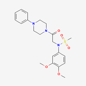 molecular formula C21H27N3O5S B3576806 N-(3,4-dimethoxyphenyl)-N-[2-oxo-2-(4-phenyl-1-piperazinyl)ethyl]methanesulfonamide 