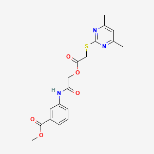 molecular formula C18H19N3O5S B3576929 methyl 3-{[2-({2-[(4,6-dimethyl-2-pyrimidinyl)sulfanyl]acetyl}oxy)acetyl]amino}benzoate 
