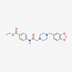 molecular formula C23H27N3O5 B3576963 ETHYL 4-(2-{4-[(2H-1,3-BENZODIOXOL-5-YL)METHYL]PIPERAZIN-1-YL}ACETAMIDO)BENZOATE 