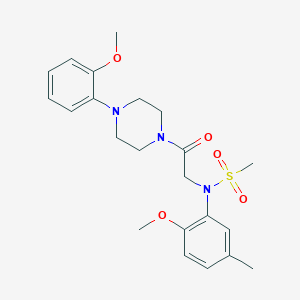 molecular formula C22H29N3O5S B3577007 N-(2-methoxy-5-methylphenyl)-N-{2-[4-(2-methoxyphenyl)-1-piperazinyl]-2-oxoethyl}methanesulfonamide 