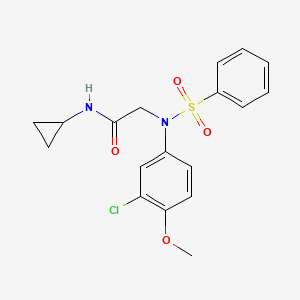 molecular formula C18H19ClN2O4S B3577049 N~2~-(3-chloro-4-methoxyphenyl)-N~1~-cyclopropyl-N~2~-(phenylsulfonyl)glycinamide 