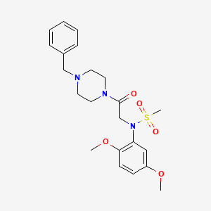 molecular formula C22H29N3O5S B3577092 N-[2-(4-benzyl-1-piperazinyl)-2-oxoethyl]-N-(2,5-dimethoxyphenyl)methanesulfonamide 