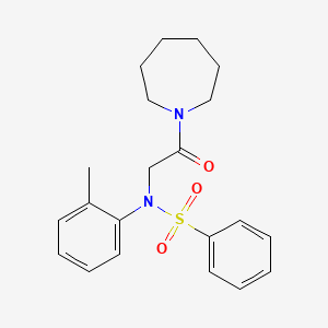 molecular formula C21H26N2O3S B3577180 N-[2-(1-azepanyl)-2-oxoethyl]-N-(2-methylphenyl)benzenesulfonamide 