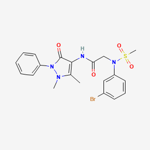 molecular formula C20H21BrN4O4S B3577193 N~2~-(3-bromophenyl)-N~1~-(1,5-dimethyl-3-oxo-2-phenyl-2,3-dihydro-1H-pyrazol-4-yl)-N~2~-(methylsulfonyl)glycinamide 