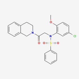 molecular formula C24H23ClN2O4S B3577253 N-(5-chloro-2-methoxyphenyl)-N-[2-(3,4-dihydroisoquinolin-2(1H)-yl)-2-oxoethyl]benzenesulfonamide 