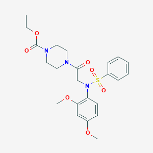 molecular formula C23H29N3O7S B3577269 ethyl 4-[N-(2,4-dimethoxyphenyl)-N-(phenylsulfonyl)glycyl]-1-piperazinecarboxylate 