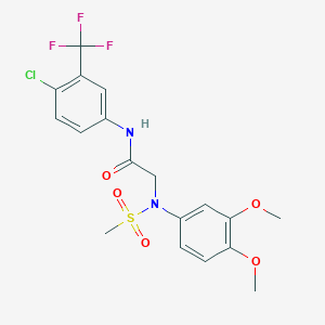 molecular formula C18H18ClF3N2O5S B3577284 N~1~-[4-chloro-3-(trifluoromethyl)phenyl]-N~2~-(3,4-dimethoxyphenyl)-N~2~-(methylsulfonyl)glycinamide 