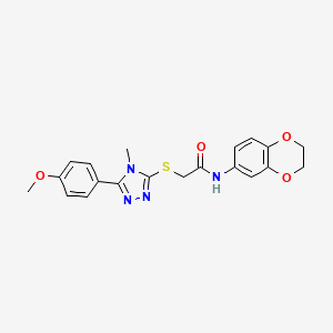 molecular formula C20H20N4O4S B3577294 N-(2,3-dihydro-1,4-benzodioxin-6-yl)-2-{[5-(4-methoxyphenyl)-4-methyl-4H-1,2,4-triazol-3-yl]thio}acetamide 