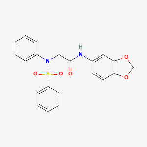 molecular formula C21H18N2O5S B3577336 N~1~-1,3-benzodioxol-5-yl-N~2~-phenyl-N~2~-(phenylsulfonyl)glycinamide 