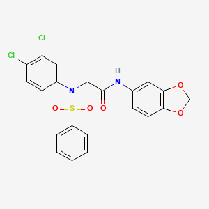 molecular formula C21H16Cl2N2O5S B3577369 N~1~-1,3-benzodioxol-5-yl-N~2~-(3,4-dichlorophenyl)-N~2~-(phenylsulfonyl)glycinamide 