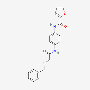 molecular formula C20H18N2O3S B3577375 N-(4-{[(benzylsulfanyl)acetyl]amino}phenyl)furan-2-carboxamide 