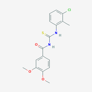 molecular formula C17H17ClN2O3S B3577415 N-[(3-chloro-2-methylphenyl)carbamothioyl]-3,4-dimethoxybenzamide 
