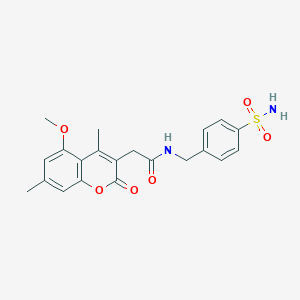 molecular formula C21H22N2O6S B357743 N-[4-(aminosulfonyl)benzyl]-2-(5-methoxy-4,7-dimethyl-2-oxo-2H-chromen-3-yl)acetamide CAS No. 902031-98-5