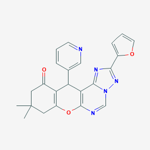 2-(2-furyl)-9,9-dimethyl-12-(3-pyridinyl)-8,9,10,12-tetrahydro-11H-chromeno[3,2-e][1,2,4]triazolo[1,5-c]pyrimidin-11-one